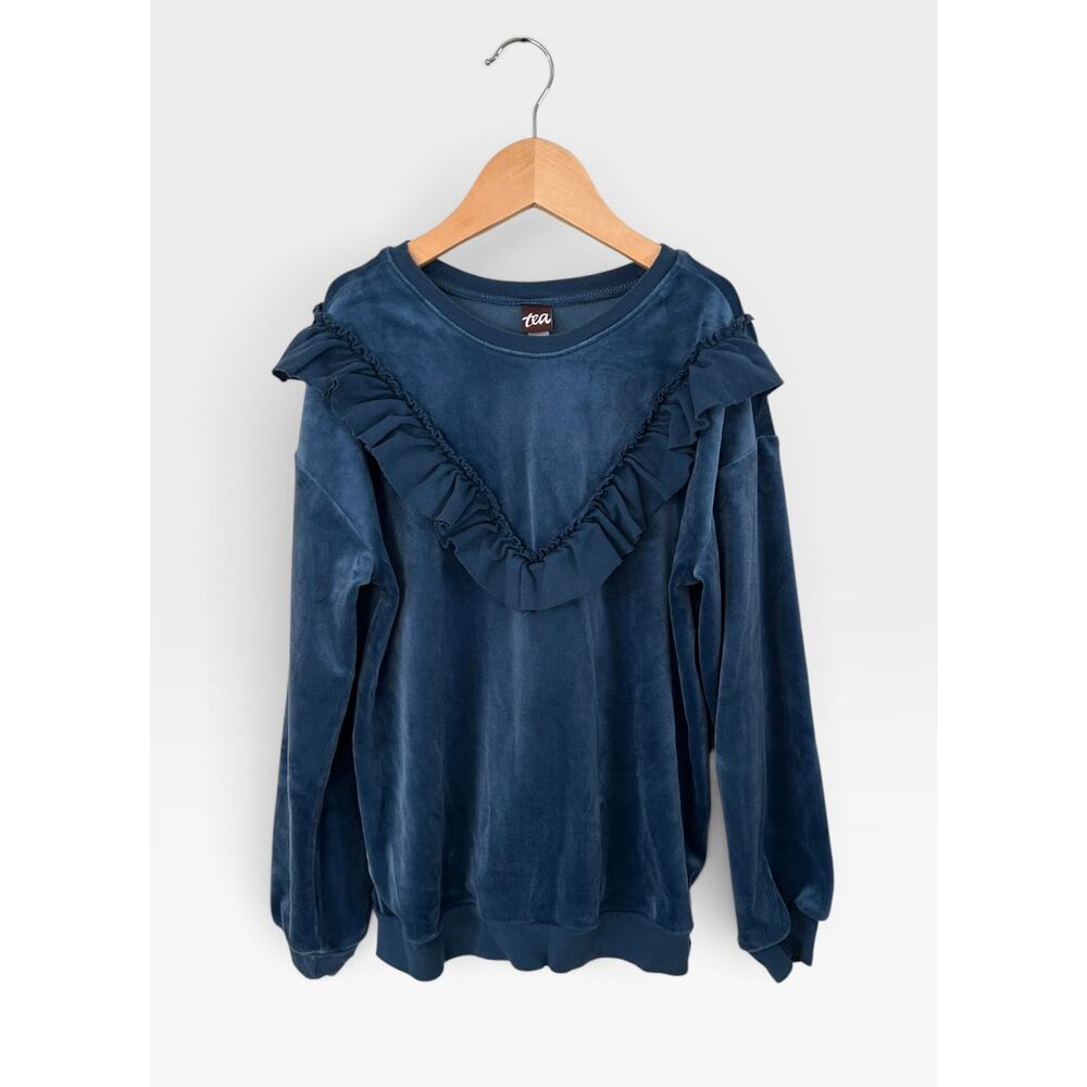 Tea Collection Velour Ruffle Tunic Top, Size 8 - Picture 3 of 8